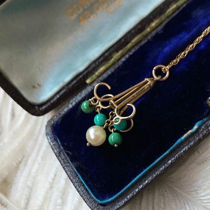 1920's Art Deco 9K PearlTurquoise Necklace1920's ǥ 9K ѡߥͥå쥹