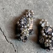 ROBERT Glass Pearl Flower EarringsʥС 饹 ѡ ե 󥰡