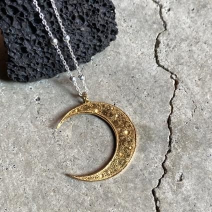 momocreatura Crescent Moon Ball Chain Necklace Gold×Silver