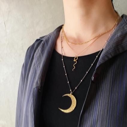 momocreatura Crescent Moon Ball Chain Necklace Gold×Silver（モモ