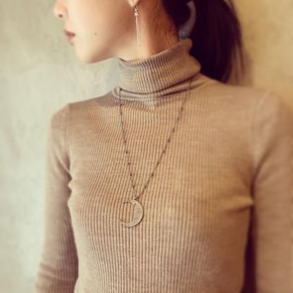 momocreatura Crescent Moon Ball Chain Necklace Oxdised Silverʥ⥯ꥢ  ܡͥå쥹 С