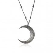<img class='new_mark_img1' src='https://img.shop-pro.jp/img/new/icons56.gif' style='border:none;display:inline;margin:0px;padding:0px;width:auto;' />momocreatura Crescent Moon Ball Chain Necklace Oxdised Silver（モモクリアチュラ 三日月 ボールチェーンネックレス 燻しシルバー）