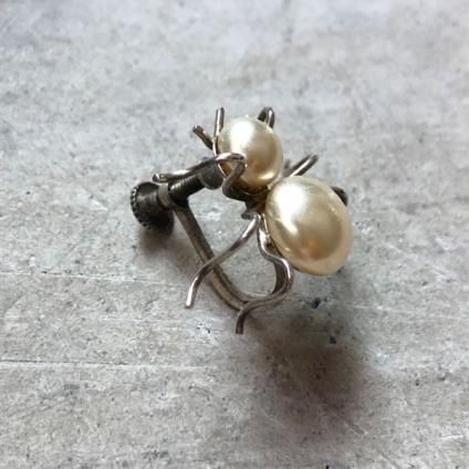 192030's Silver Glass Pearl Spider Brooch&Earrings192030ǯ С 饹ѡ ֥󥰡