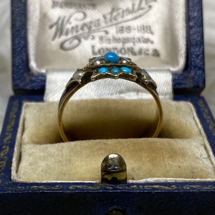 Victorian 15K/Turquoise/Seed Pearl Antique Ring（ヴィクトリアン 