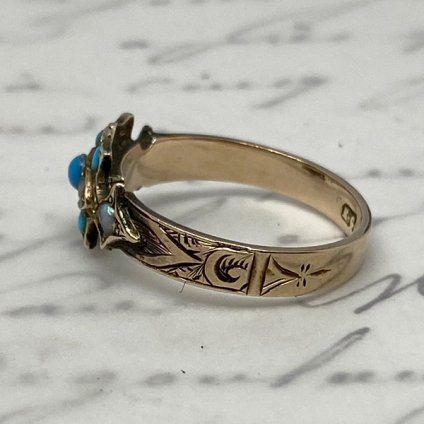 Victorian 15K/Turquoise/Seed Pearl Antique Ring（ヴィクトリアン 