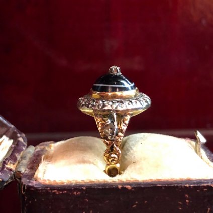 Victorian 18K/Banded Agate/Diamond Antique Ringʥȥꥢ 18K Хǥåɥ/ ƥ󥰡