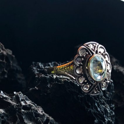 Victorian 18K/Aquamarine/Diamond Antique Ringʥȥꥢ 18K ޥ/ ƥ󥰡