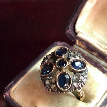 Victorian Gold/Saphire/Diamond Antique Ringʥȥꥢ /ե/ ƥ󥰡