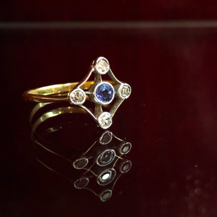 Edwardian 18K Diamond/Saphire Antique Ring（エドワーディアン 18K ...