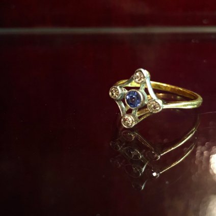 Edwardian 18K Diamond/Saphire Antique Ringʥɥǥ 18K /ե ƥ󥰡