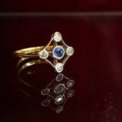 Edwardian 18K Diamond/Saphire Antique Ring（エドワーディアン 18K ダイヤモンド/サファイア アンティークリング）