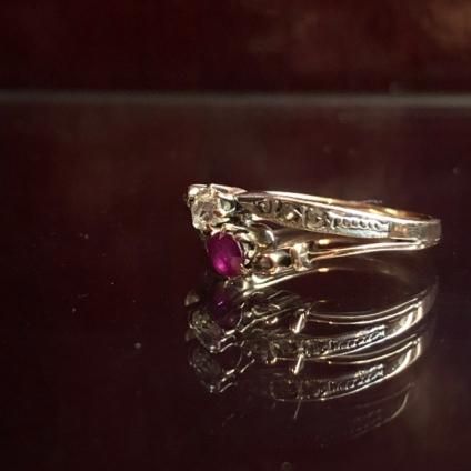 Edwardian 18K Toi et Moi Diamond/Ruby Ringʥɥǥ 18K ȥ泌⥢ /ӡ 󥰡