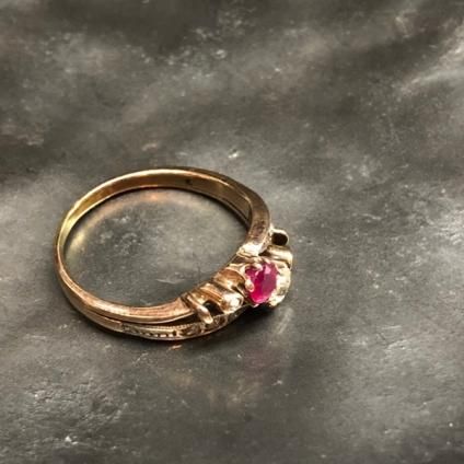 Edwardian 18K Toi et Moi Diamond/Ruby Ringʥɥǥ 18K ȥ泌⥢ /ӡ 󥰡