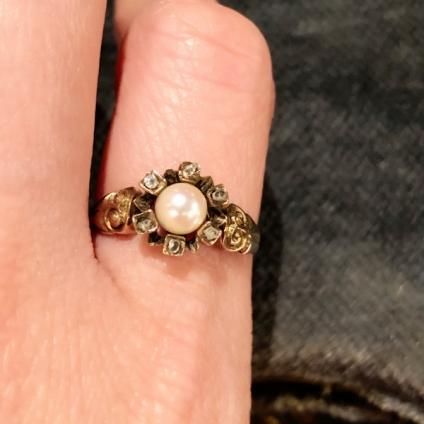 Victorian 9K Pearl/Diamond Antique Ringʥȥꥢ 9K ѡ/ ƥ󥰡