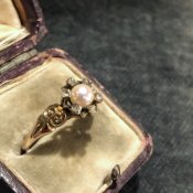 Victorian 9K Pearl/Diamond Antique Ring（ヴィクトリアン 9K パール/ダイヤモンド アンティークリング）