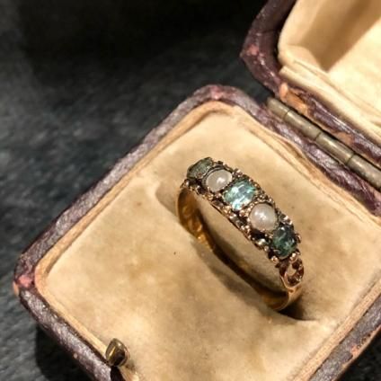 c.1863 22K Emerald/Pearl Antique Ring1863ǯ 22K /ѡ ƥ󥰡