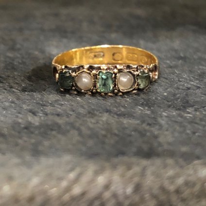 c.1863 22K Emerald/Pearl Antique Ring1863ǯ 22K /ѡ ƥ󥰡