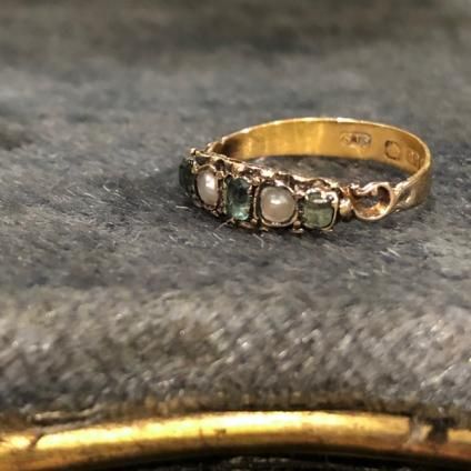 c.1863 22K Emerald/Pearl Antique Ring1863ǯ 22K /ѡ ƥ󥰡