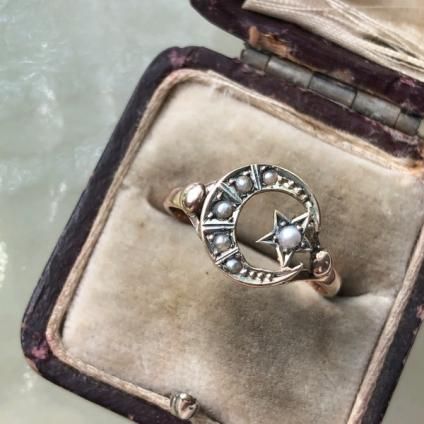 Victorian 9K Pearl Moon & Star Ringʥȥꥢ 9K ѡ  󥰡