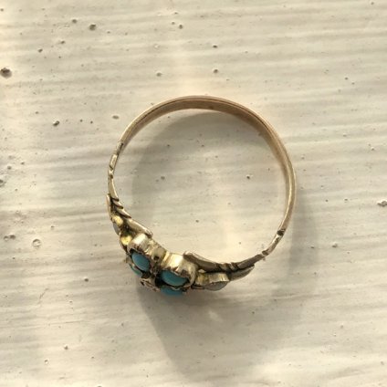 Georgian 18K Turquoise/Pearl Forget-me-not Ring（ジョージアン 18K ターコイズ/パール 忘れな草 リング）
