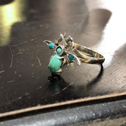 Victorian 9K Silver Turquoise Bee Ring（ヴィクトリアン 9K