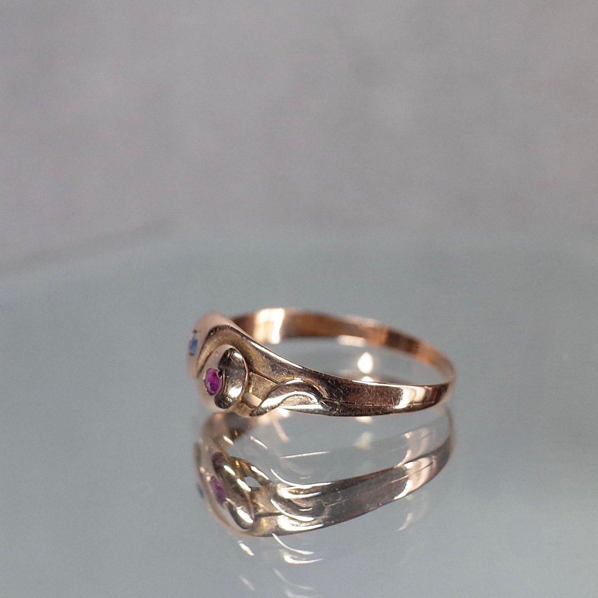 ȥꥢ - 1920ǯ 14K ӡ ե  󥰡Victorian - 20's 14K Ruby Saphire Snake Ring
