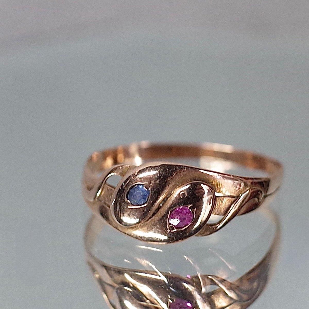 ȥꥢ - 1920ǯ 14K ӡ ե  󥰡Victorian - 20's 14K Ruby Saphire Snake Ring