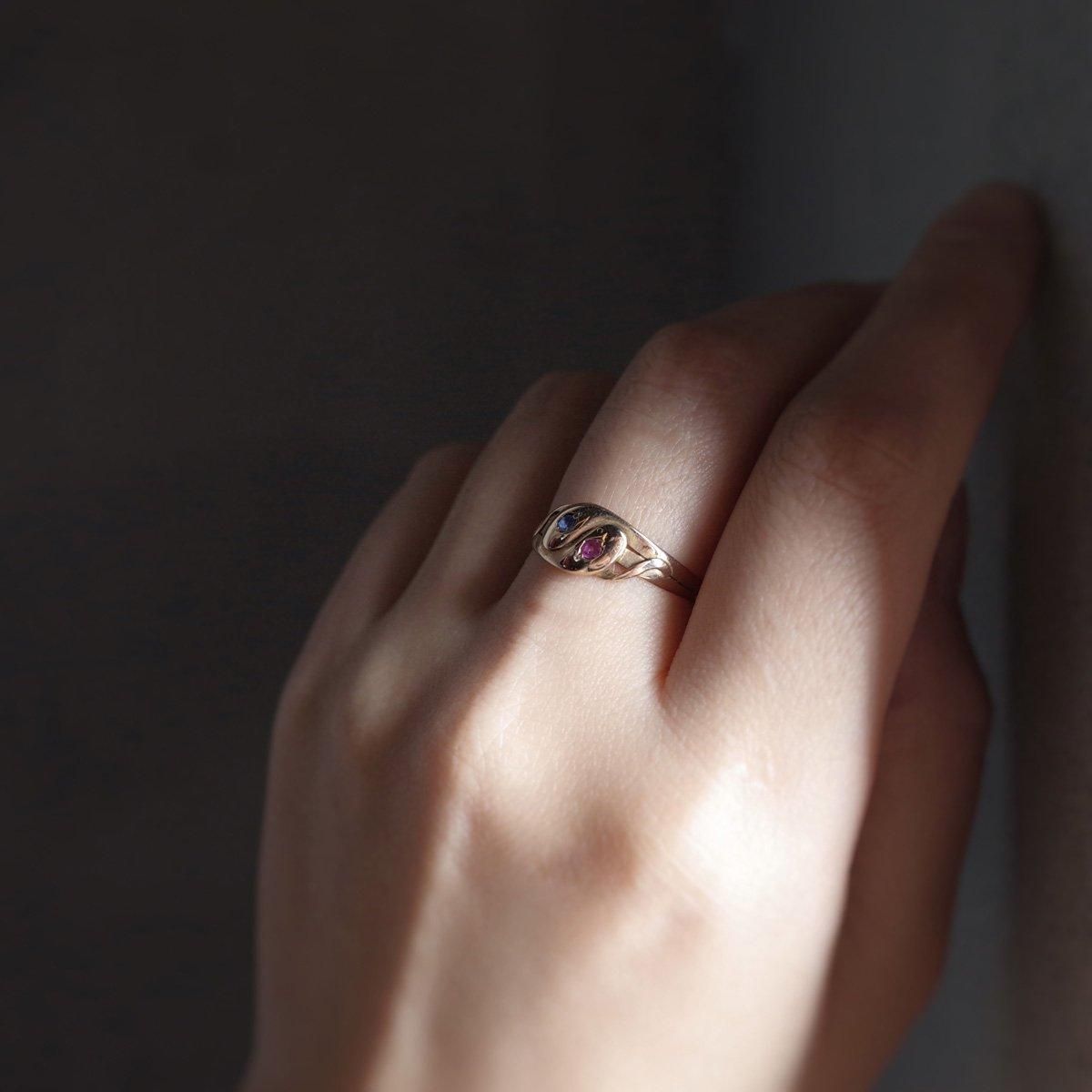 ȥꥢ - 1920ǯ 14K ӡ ե  󥰡Victorian - 20's 14K Ruby Saphire Snake Ring