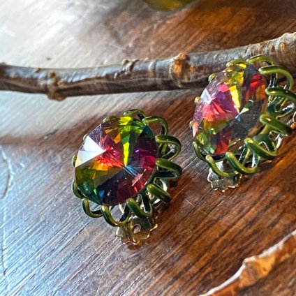 1950's Watermelon Tourmaline Glass Earrings1950ǯ   ȥޥ 饹 󥰡