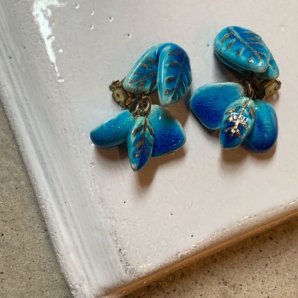 1960's Ceramic leaf Earrings1960ǯ   ƫ ꡼ե󥰡