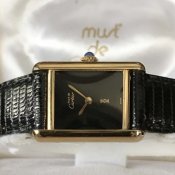 Cartier MUST TANK SM（カルティエ マストタンク）オニキス文字盤 純正ベルト・尾錠・箱付