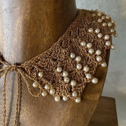 1950's Croche Lace Pearl Collar1950ǯ å졼 ѡ Ĥߡ