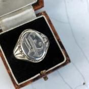 1930's Silver Monogram Signet Ring 