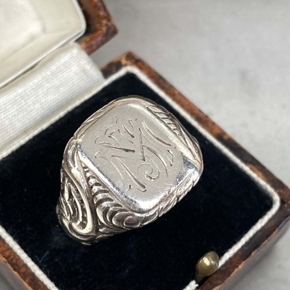 1930's Silver Monogram Signet Ring 