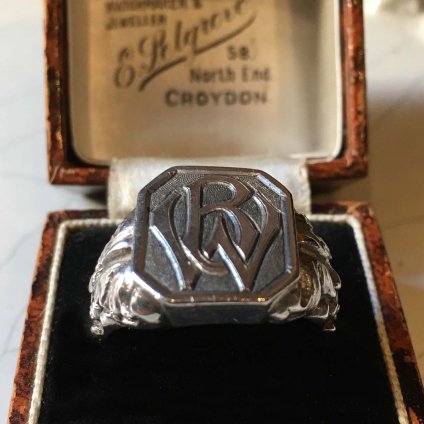 1930's Silver Monogram Signet Ring 