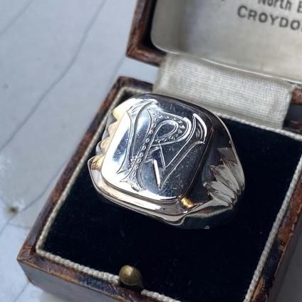 1930's Silver Monogram Signet Ring 