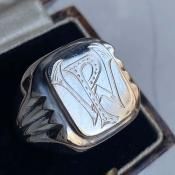 1930's Silver Monogram Signet Ring 