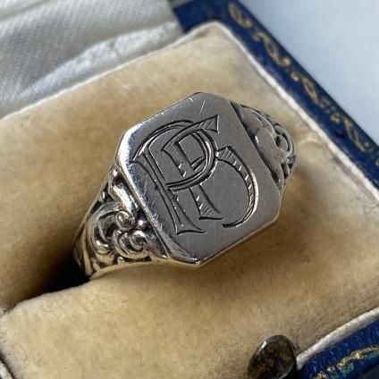 レビュー高評価のおせち贈り物 Silver 1930's Monogram  Ring Signet 18号～
