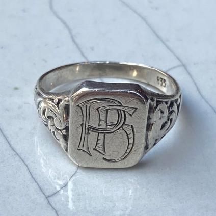 1930's Silver Monogram Signet Ring 