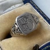 1930's Silver Monogram Signet Ring 