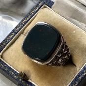 Vintage Silver Signet Ringʥơ ͥåȥ󥰡Bloodstone