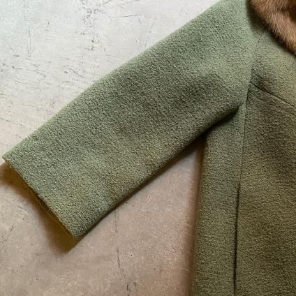 Vintage Fur Collar Green Coatʥơ ե顼 ꡼󥳡ȡ