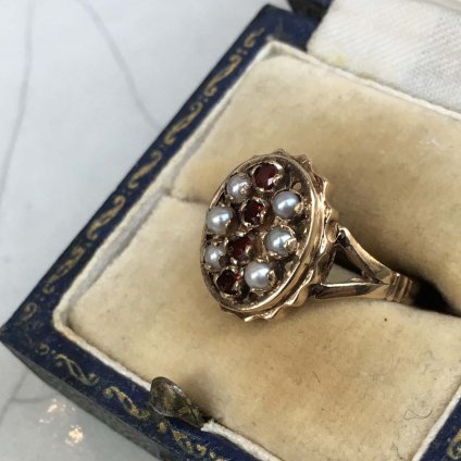 1920's 9K Garnet Pearl Ring（ガーネット パール リング）