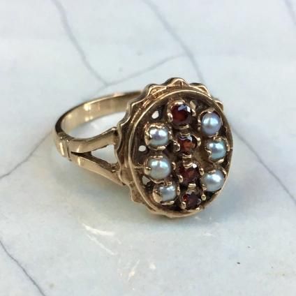 1920's 9K Garnet Pearl Ringʥͥå ѡ 󥰡