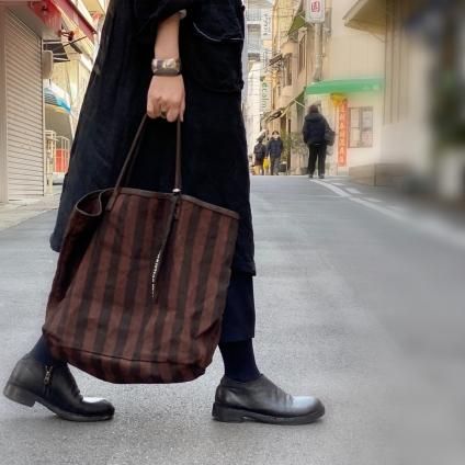 CHRISTIAN PEAU CP LP TOTE ʥꥹ ݡ ȡȥХåSTRIPE LINEN DARK BROWN