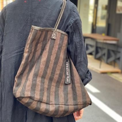 CHRISTIAN PEAU CP LP TOTE ʥꥹ ݡ ȡȥХåSTRIPE LINEN DARK GARNET