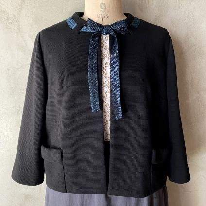 Vintage Black Jacket with Glitter Ribbon Tieʥơ ܥդ 㥱åȡ