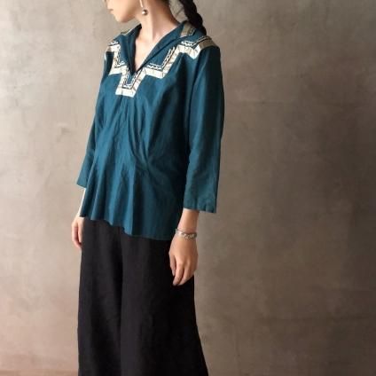 1940~50's Vintage Blue Green Blouse1940~50ǯ ơ ֥롼꡼ ֥饦