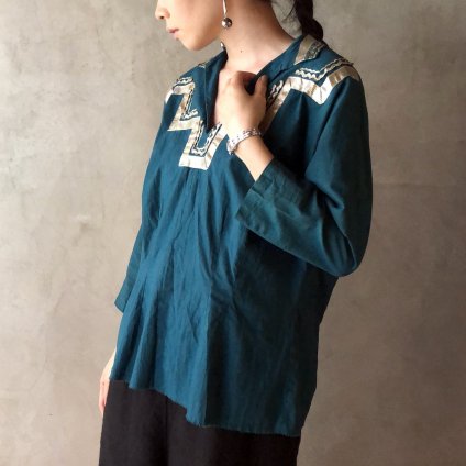 1940~50's Vintage Blue Green Blouse（1940~50年代 ヴィンテージ