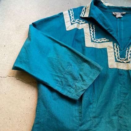 1940~50's Vintage Blue Green Blouse1940~50ǯ ơ ֥롼꡼ ֥饦